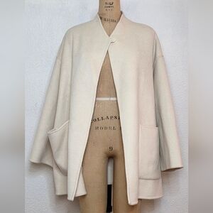 NWT Zara Ivory Wool Collection Poncho Coat